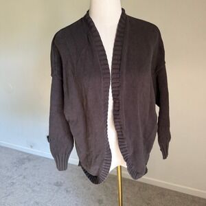 TENTREE Women's Charcoal Knit Open Front Cardigan Sweater Small Cozy Minimal‎